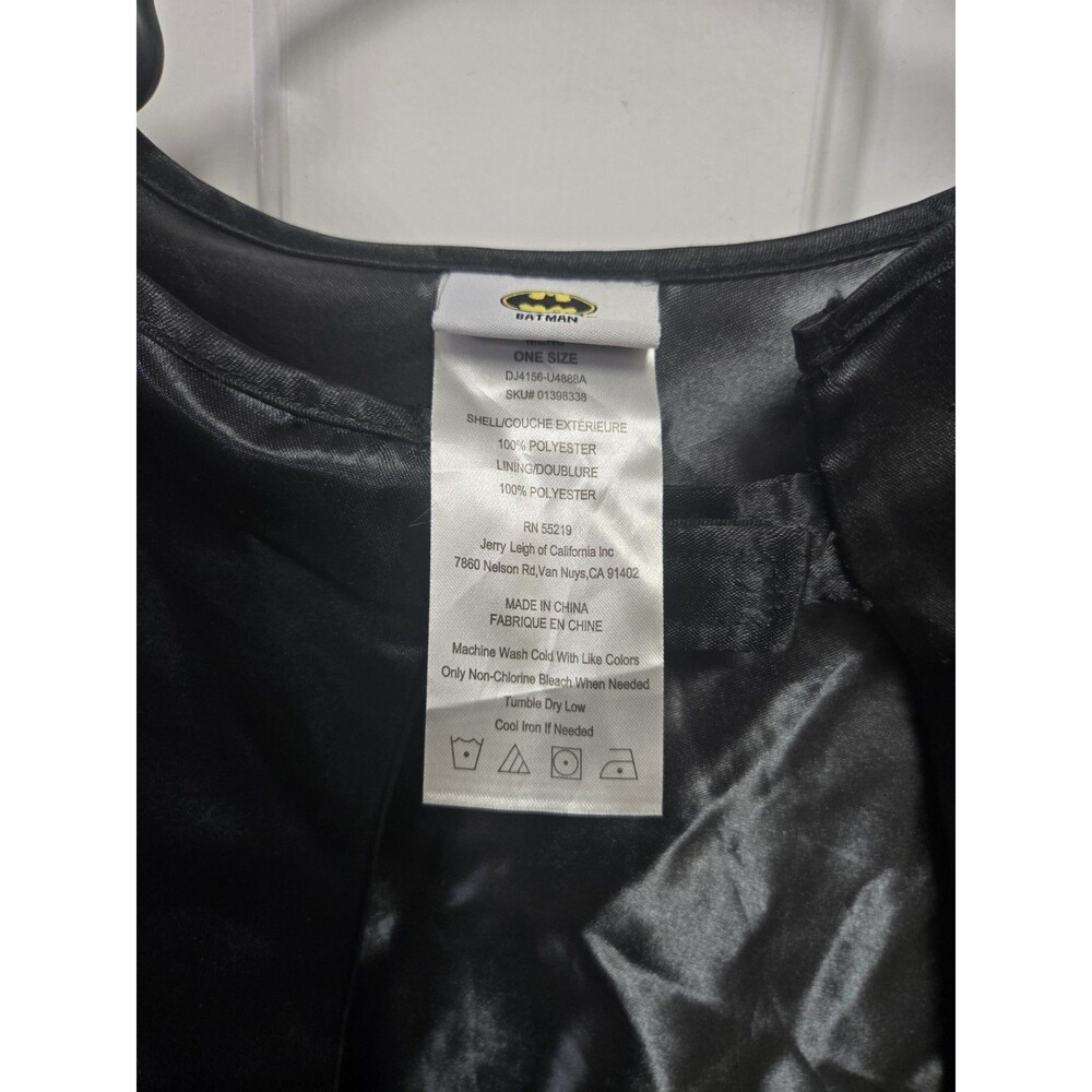 DC Comics Batman Adult Costume Cape Black Satin Yellow Logo Jerry Leigh One Size - Picture 2 of 4